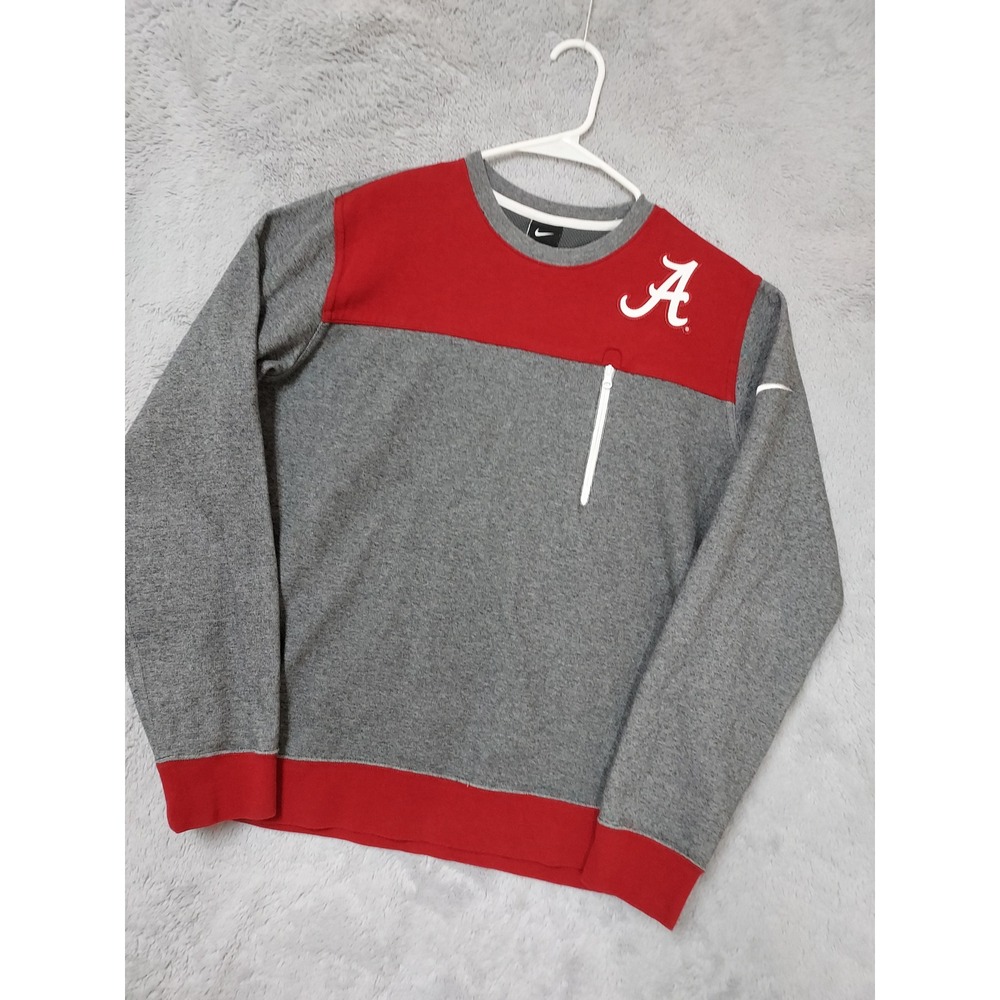 Alabama Crimson Tide Sweatshirt Womens Large Nike NCAA Chest Pocket Gray Red L